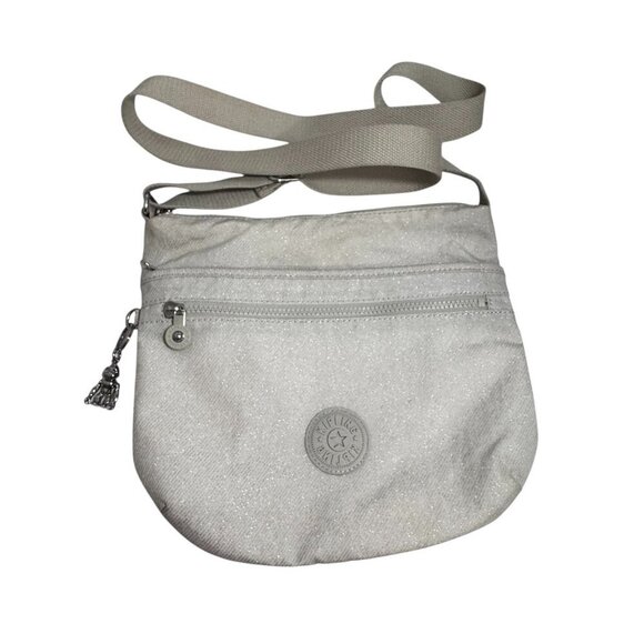Kipling Arto Metallic beige Crossbody Bag Purse Metal Monkey, Excellent! - Picture 1 of 8